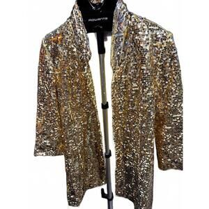 Fabulous Furs Gold Sequin Jacket Coat M Statement